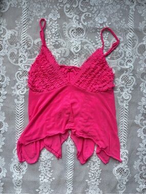 Bright Pink Ruffle Cami Tank Top